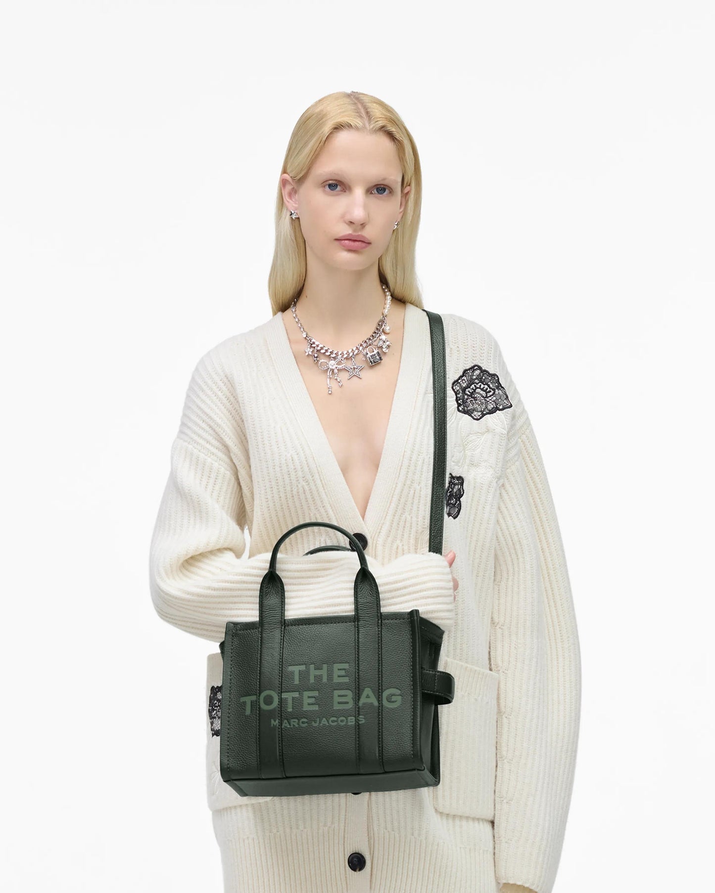 Bolsa Marc Jacobs The Leather Small Tote Bag, Couro Legítimo, cor Verde Hera, vista lateral | Original Exports