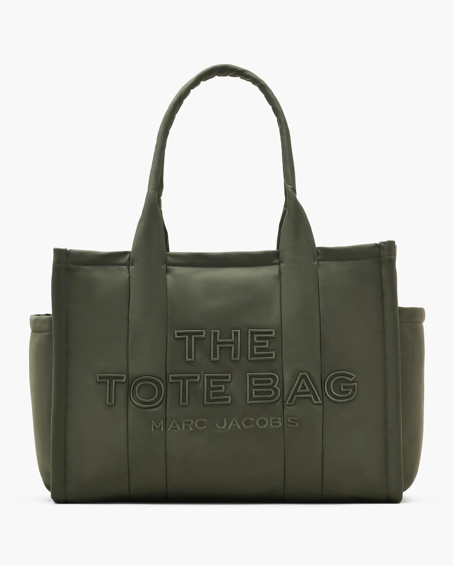 Bolsa Marc Jacobs The Puffy Nylon Large Tote Bag, Nylon acolchoado, cor Verde Militar, vista frontal | Original Exports