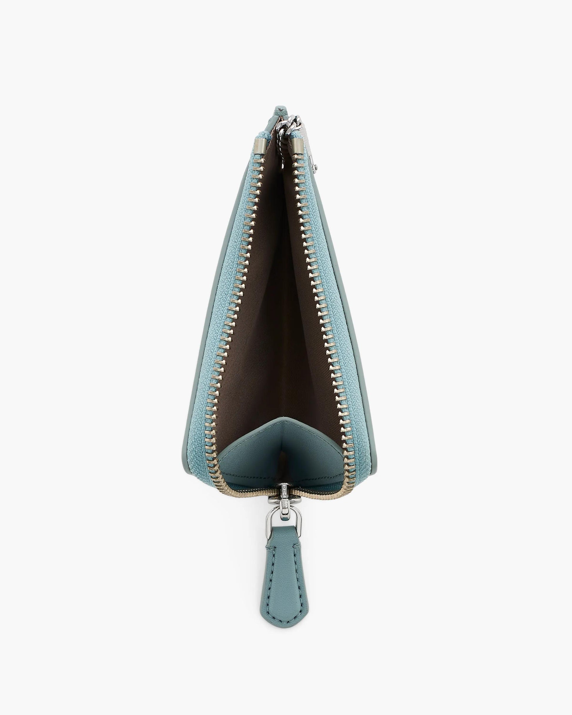 Carteira Marc Jacobs The Everyday Top Zip Wallet, Couro Legítimo Liso, cor Azul Céu, vista lateral | Original Exports