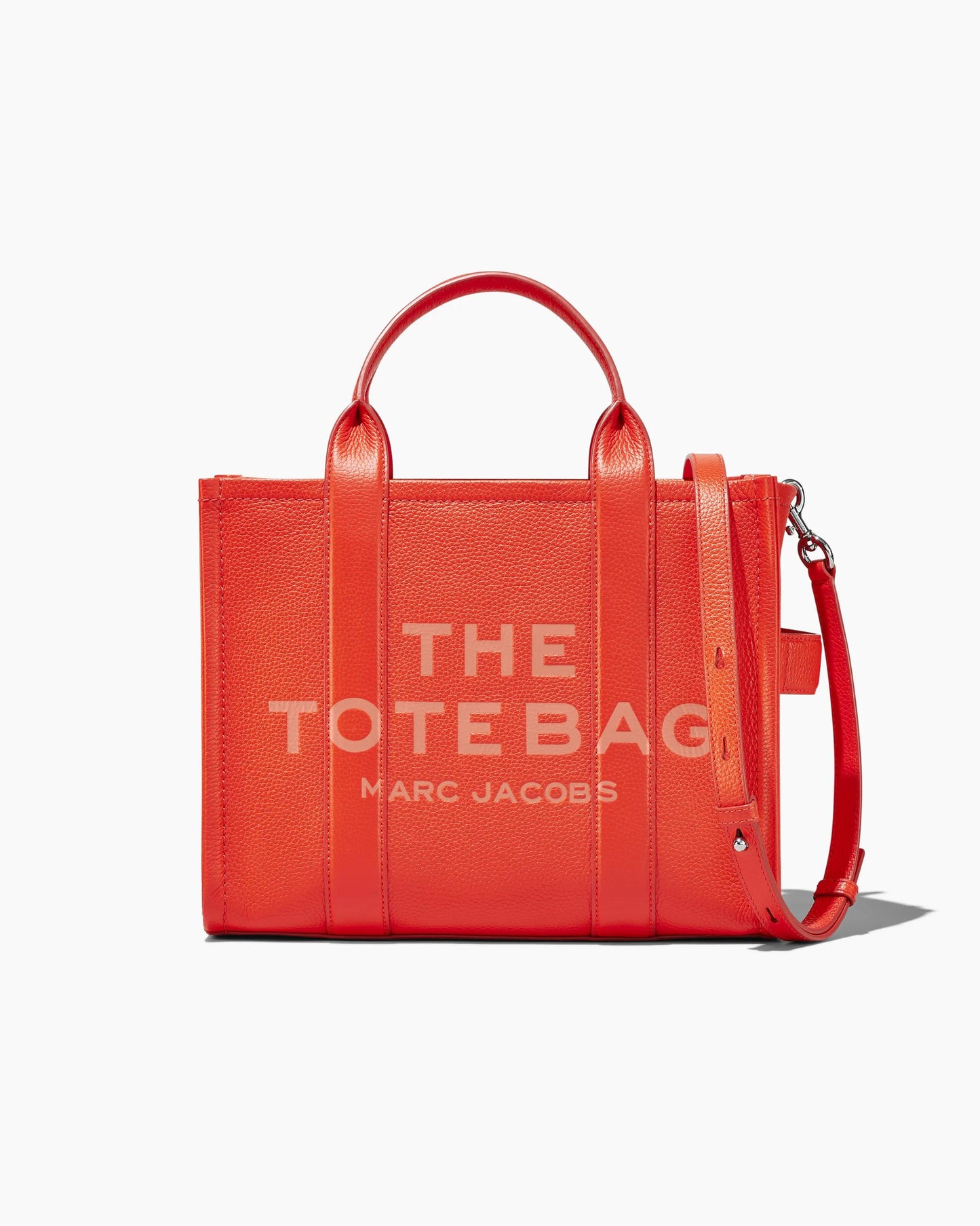 Bolsa Marc Jacobs The Leather Medium Tote Bag, Couro Legítimo, cor Laranja Elétrico, vista frontal | Original Exports