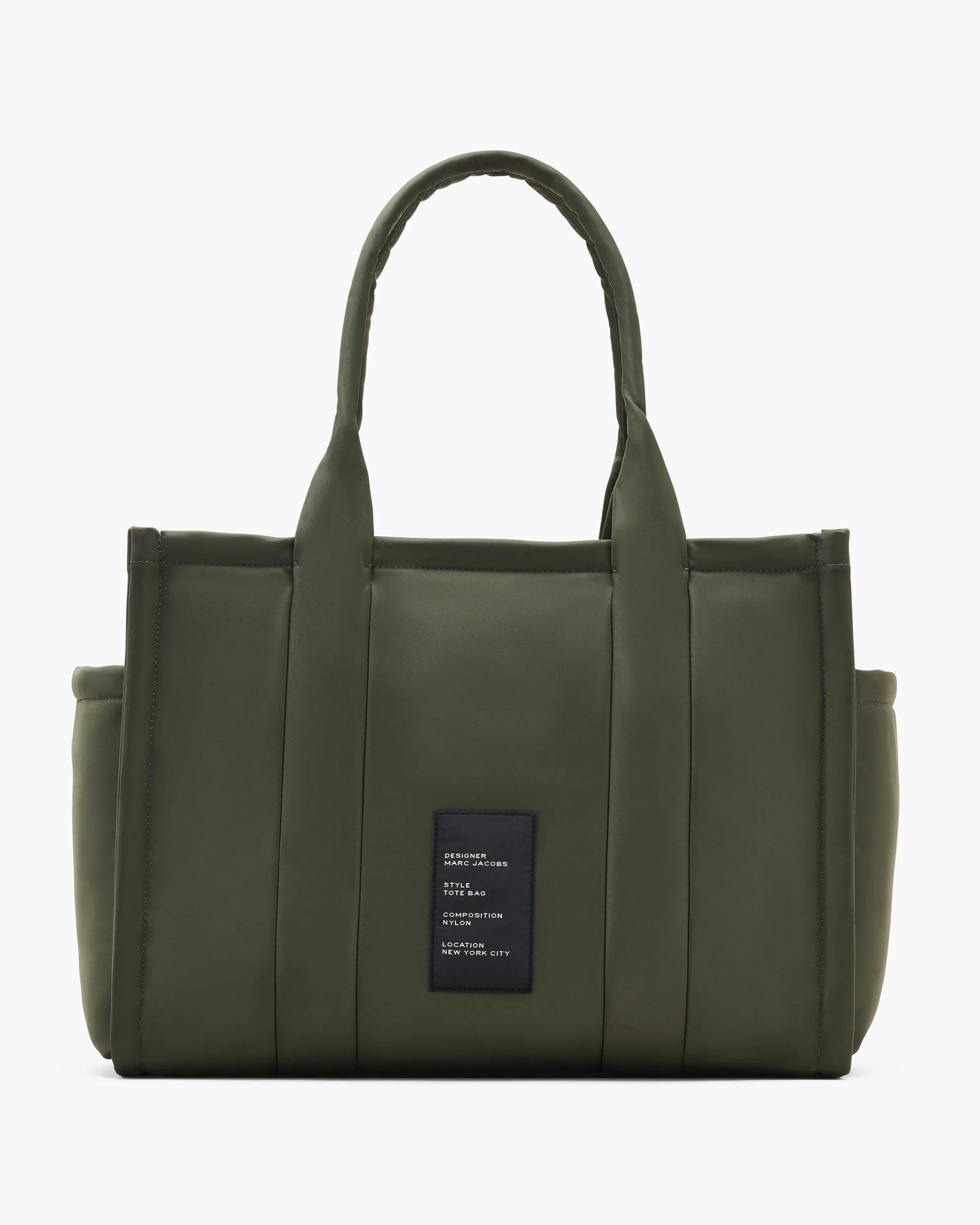Bolsa Marc Jacobs The Puffy Nylon Large Tote Bag, Nylon acolchoado, cor Verde Militar, detalhe do material | Original Exports