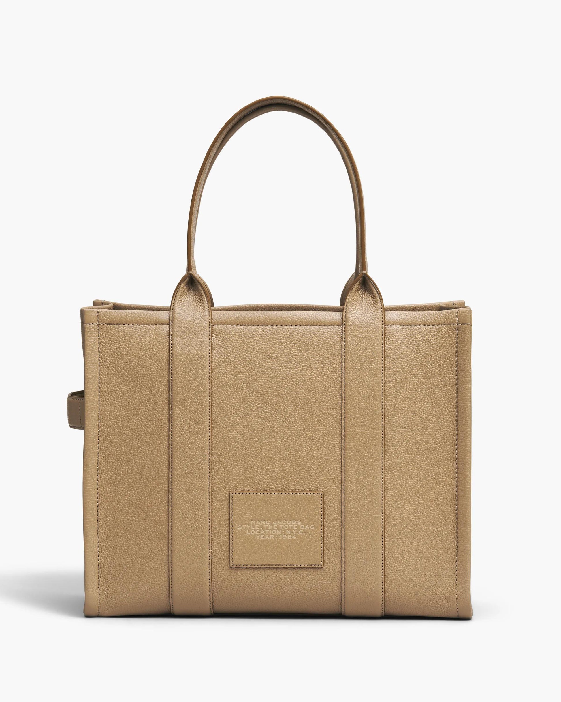 Bolsa Marc Jacobs The Leather Large Tote Bag, Couro Legítimo, cor Camelo, detalhe do material | Original Exports
