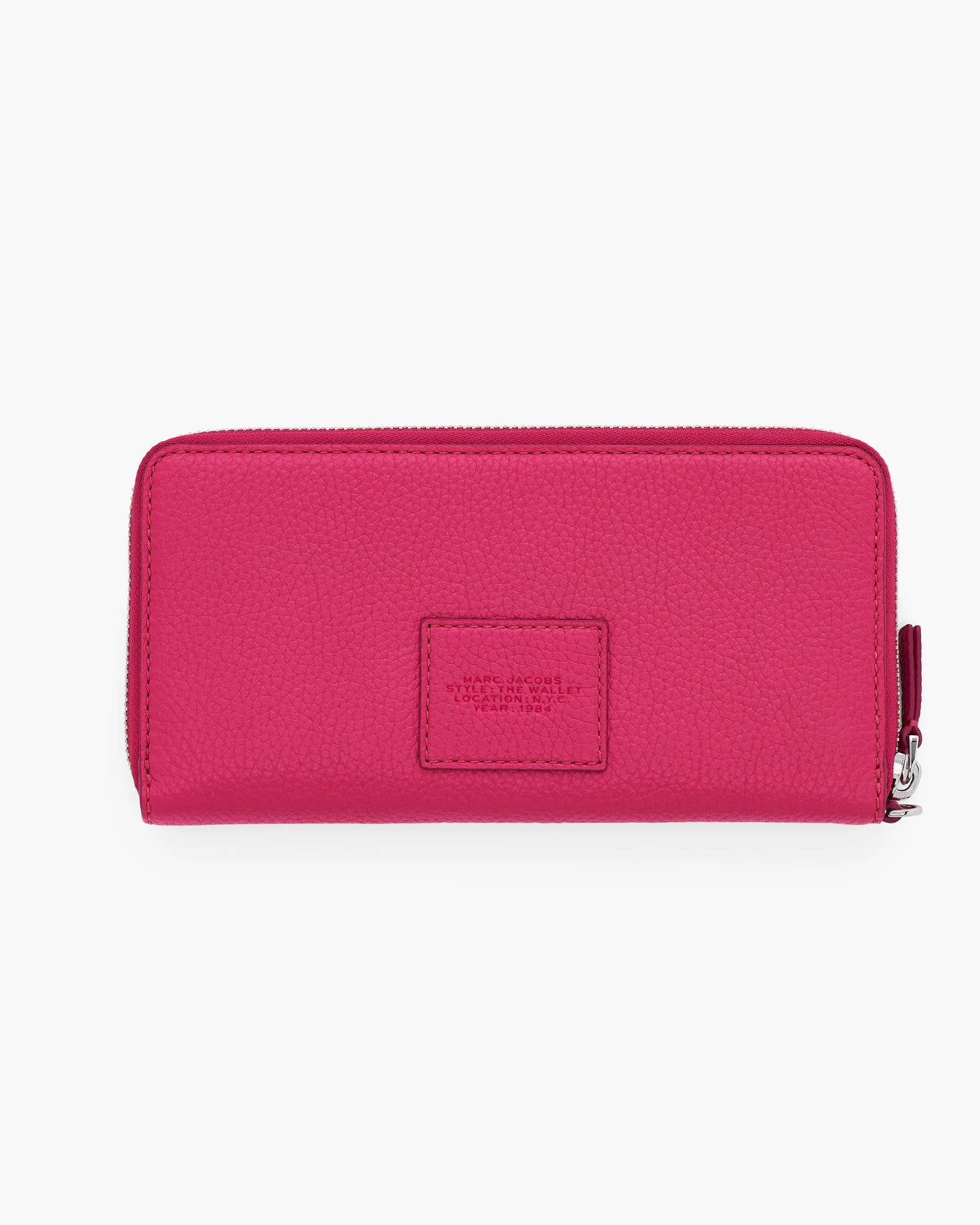 Carteira Marc Jacobs The Leather Continental Wallet, Couro Legítimo Full-Grain, cor Rosa Framboesa, detalhe do material | Original Exports