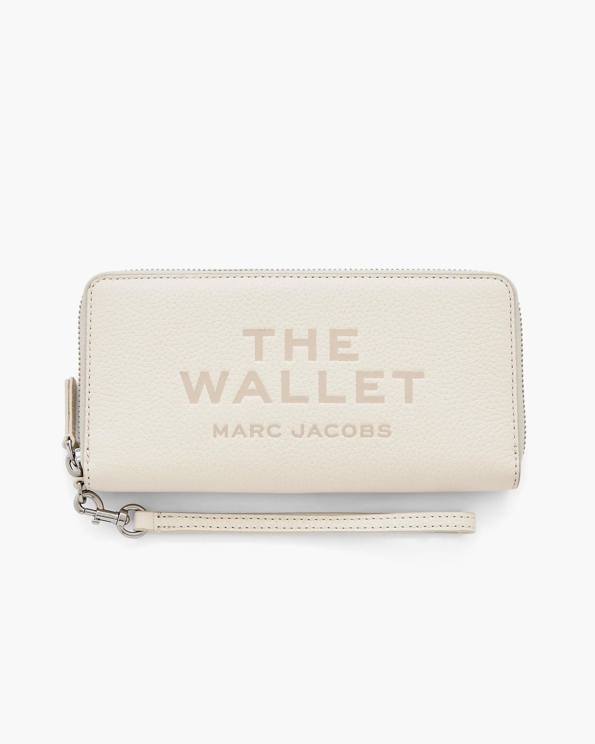 Carteira Marc Jacobs The Leather Continental Wallet, Couro Legítimo Full-Grain, cor Branco Algodão, vista frontal | Original Exports
