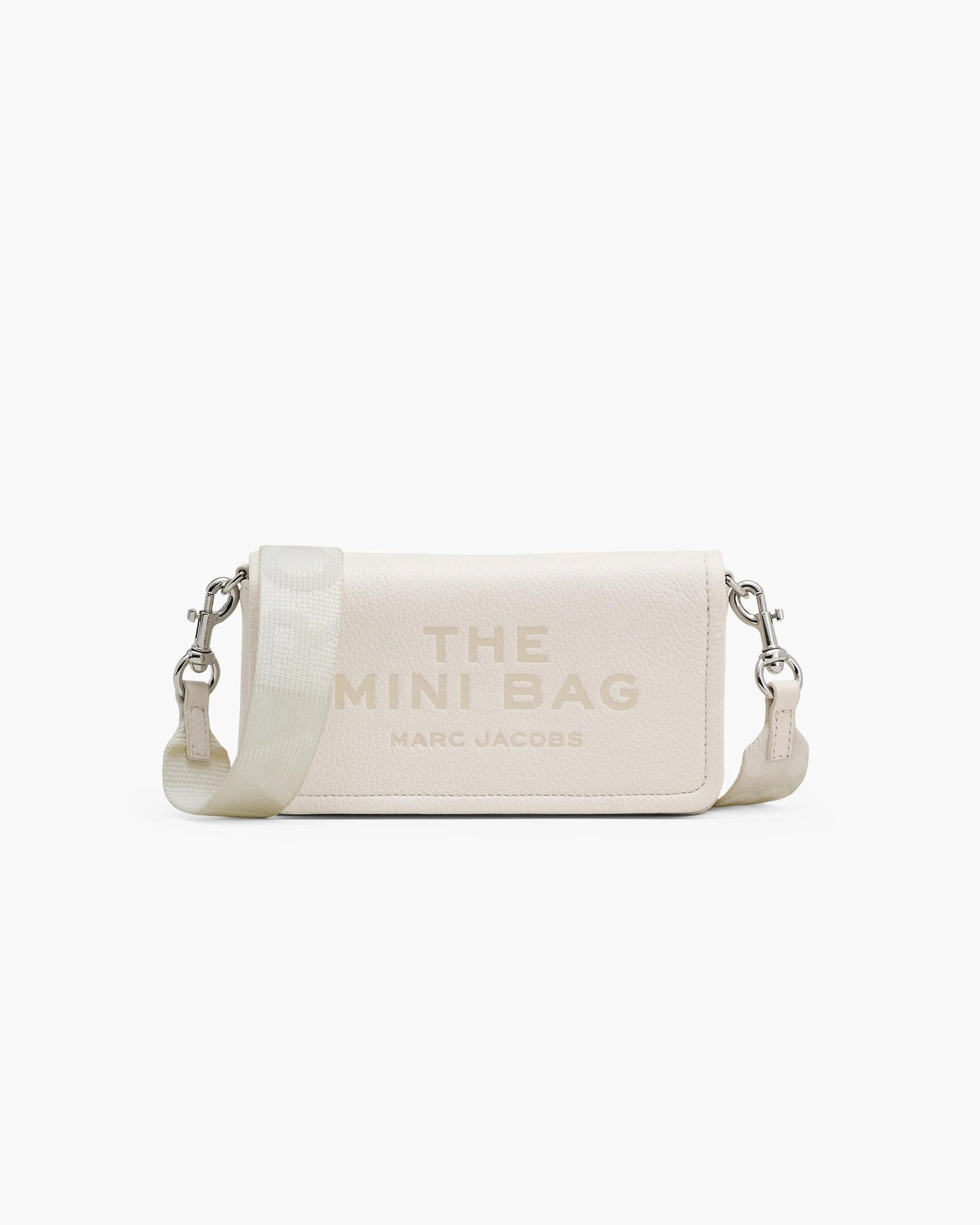 Bolsa Marc Jacobs The Leather Mini Bag, Couro Legítimo, cor Branco Algodão, vista frontal | Original Exports