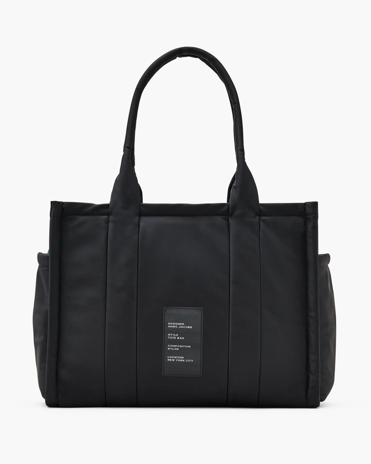 Bolsa Marc Jacobs The Puffy Nylon Large Tote Bag, Nylon acolchoado, cor Preto, detalhe do material | Original Exports