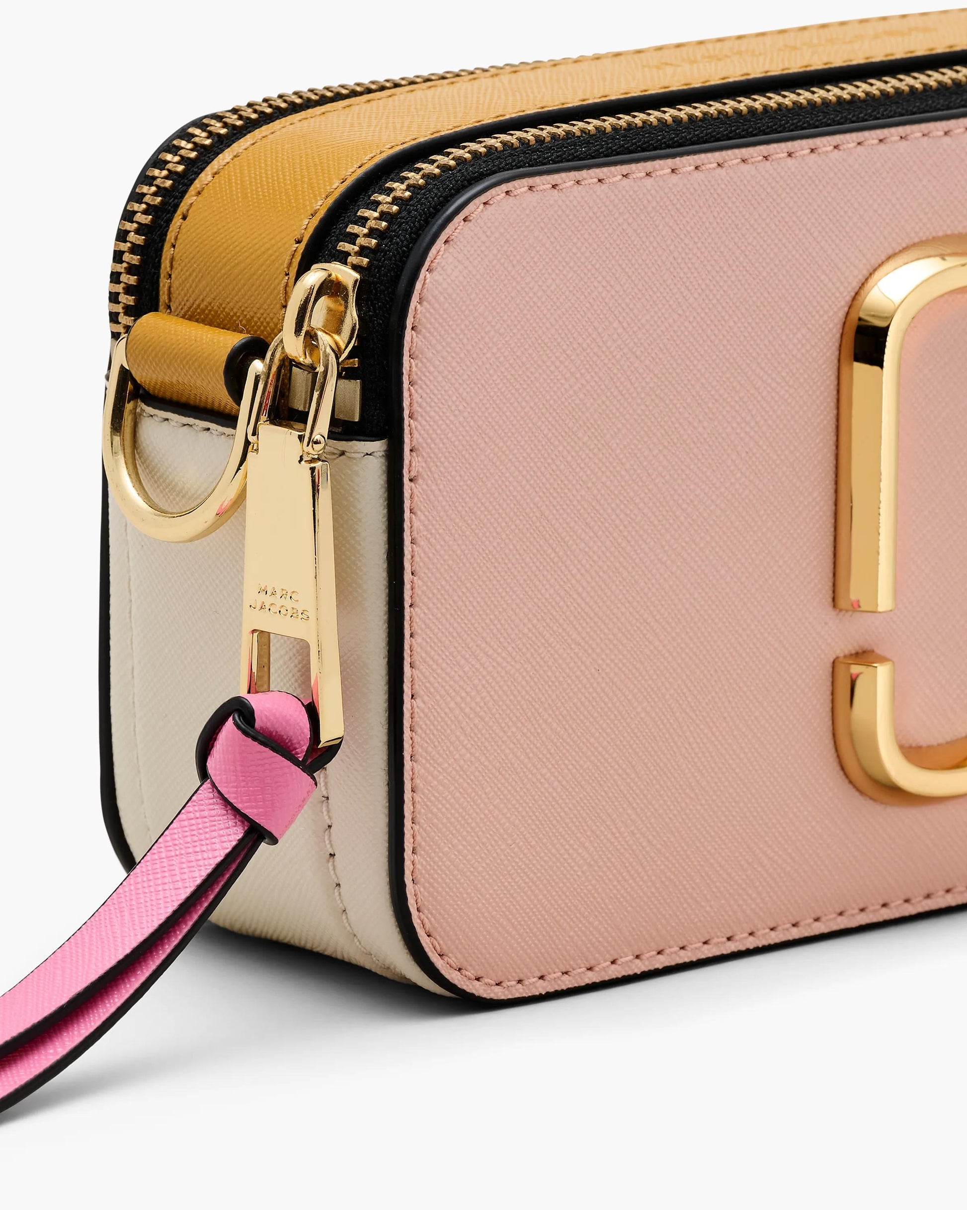 Bolsa Marc Jacobs The Snapshot Jacquard, Tecido Jacquard Estampado, cor Rose Multi, detalhe do material | Original Exports