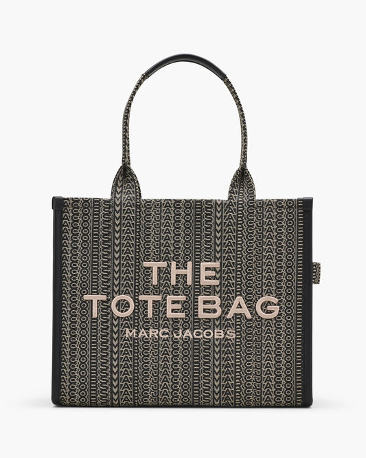 Bolsa Marc Jacobs The Monogram Jacquard Large Tote Bag, Jacquard com Monograma, cor Beige Multicolor, vista frontal | Original Exports