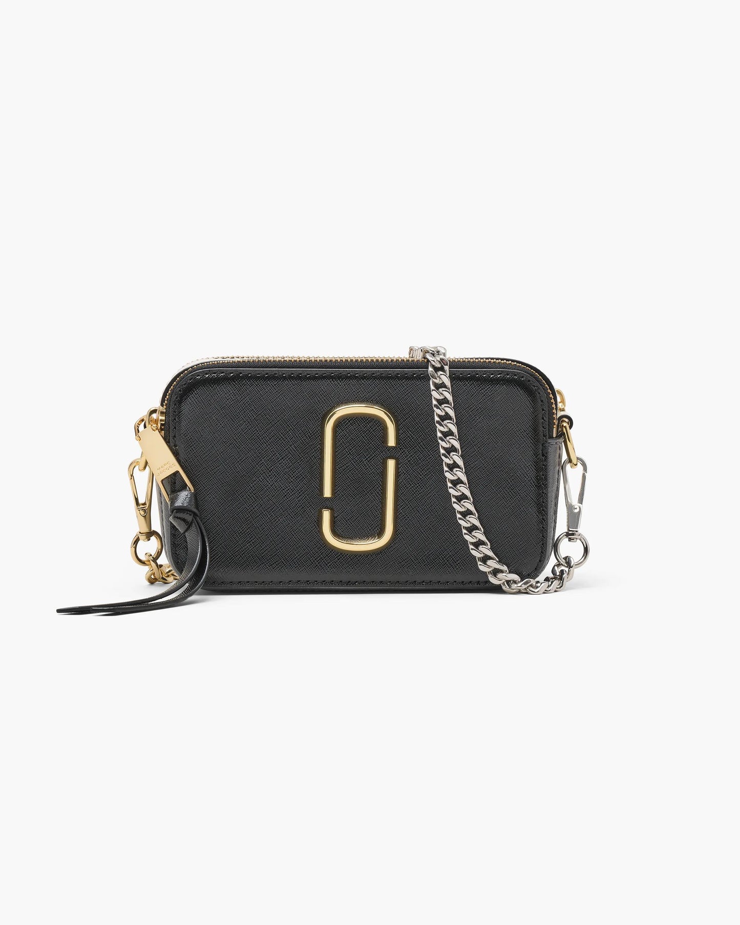 Bolsa Marc Jacobs The Colorblock Chain Snapshot, Couro Saffiano Legítimo, cor Preto Multicolor, detalhe do material | Original Exports