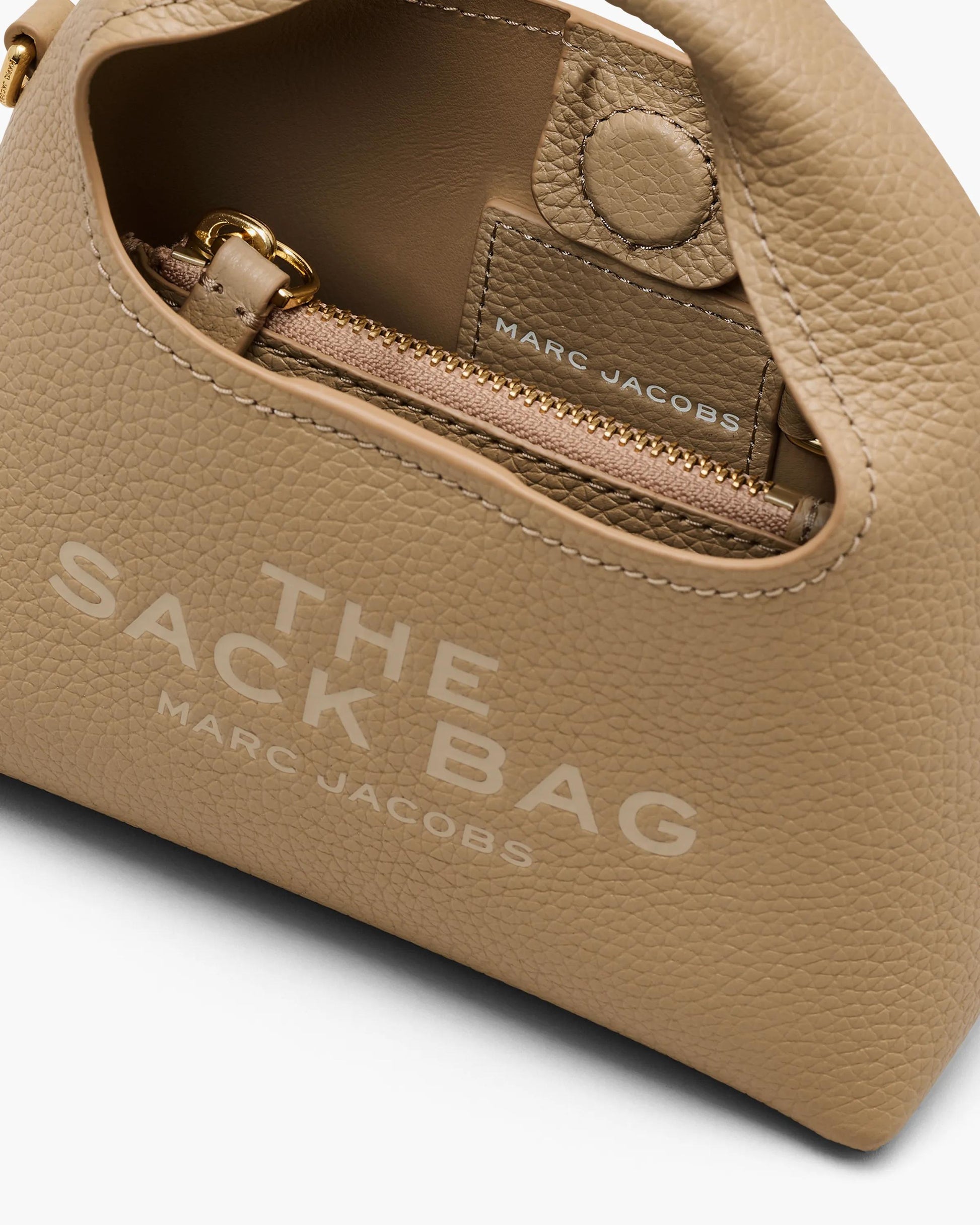 Bolsa Marc Jacobs The Micro Crossbody Sack Bag, Couro Legítimo, cor Camelo, vista interna | Original Exports