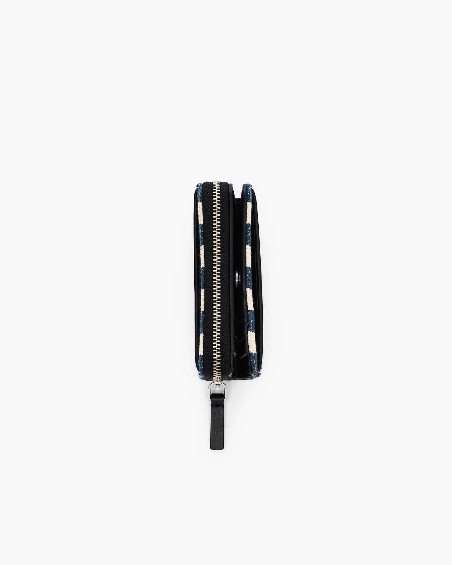 Carteira Marc Jacobs The Stripe Canvas Mini Compact Wallet, Lona Listrada, cor Azul Mar Multicolor, vista interna | Original Exports