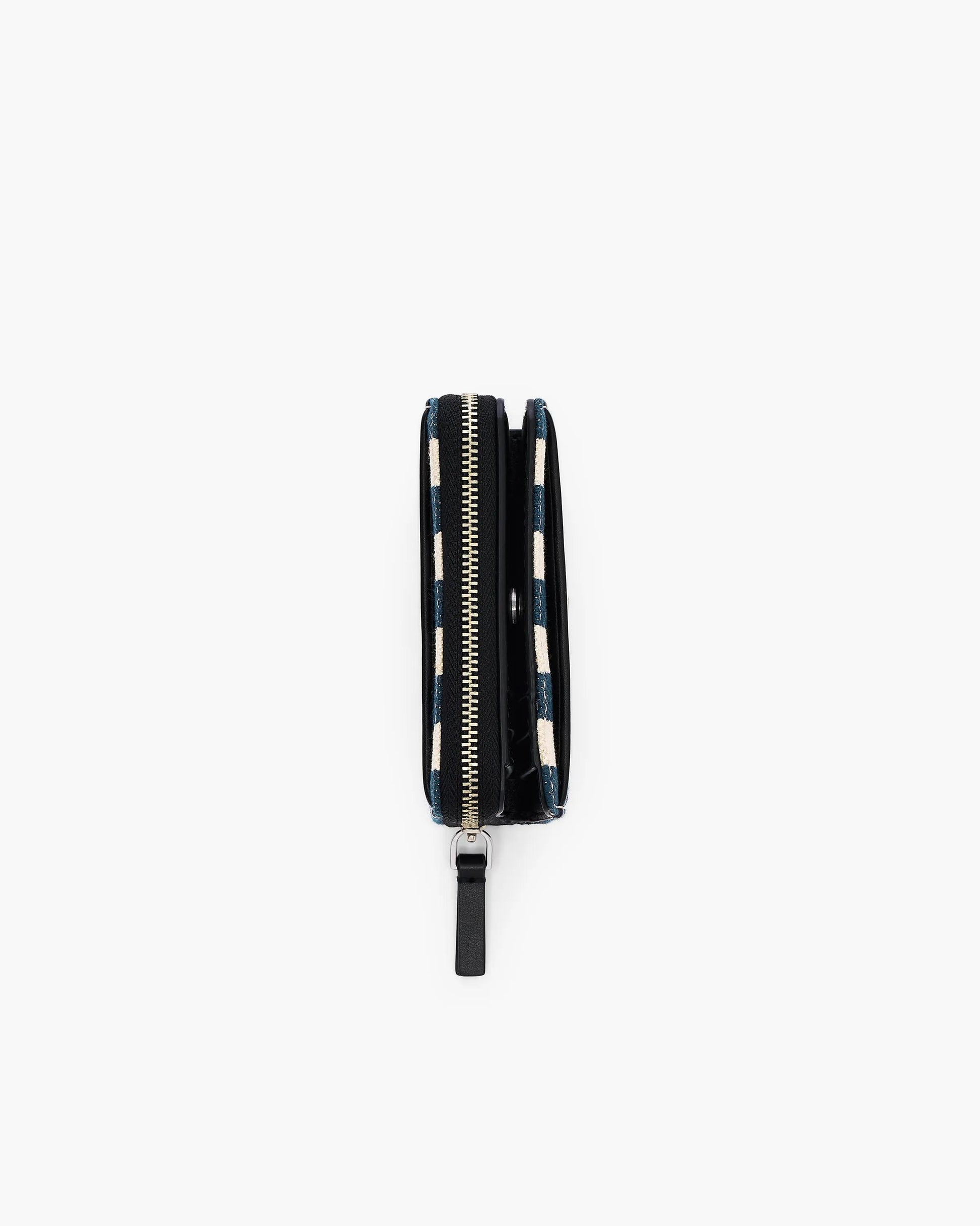 Carteira Marc Jacobs The Stripe Canvas Mini Compact Wallet, Lona Listrada, cor Azul Mar Multicolor, vista interna | Original Exports