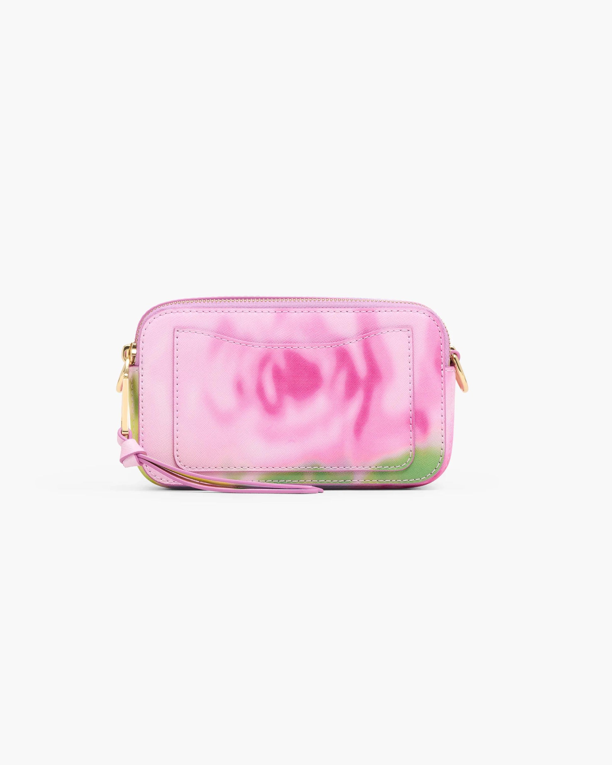 Bolsa Marc Jacobs The Blurred Floral Snapshot, Couro Saffiano Legítimo, cor Rosa Fita Multicolor, detalhe do material | Original Exports