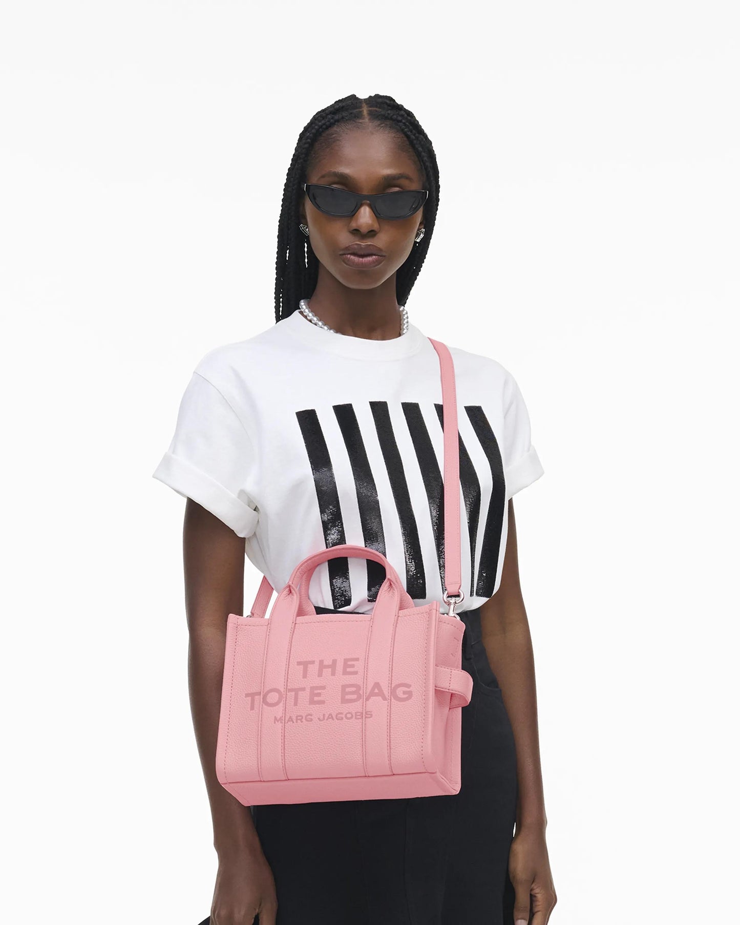 Bolsa Marc Jacobs The Leather Small Tote Bag, Couro Legítimo, cor Rosa Fita, vista lateral | Original Exports