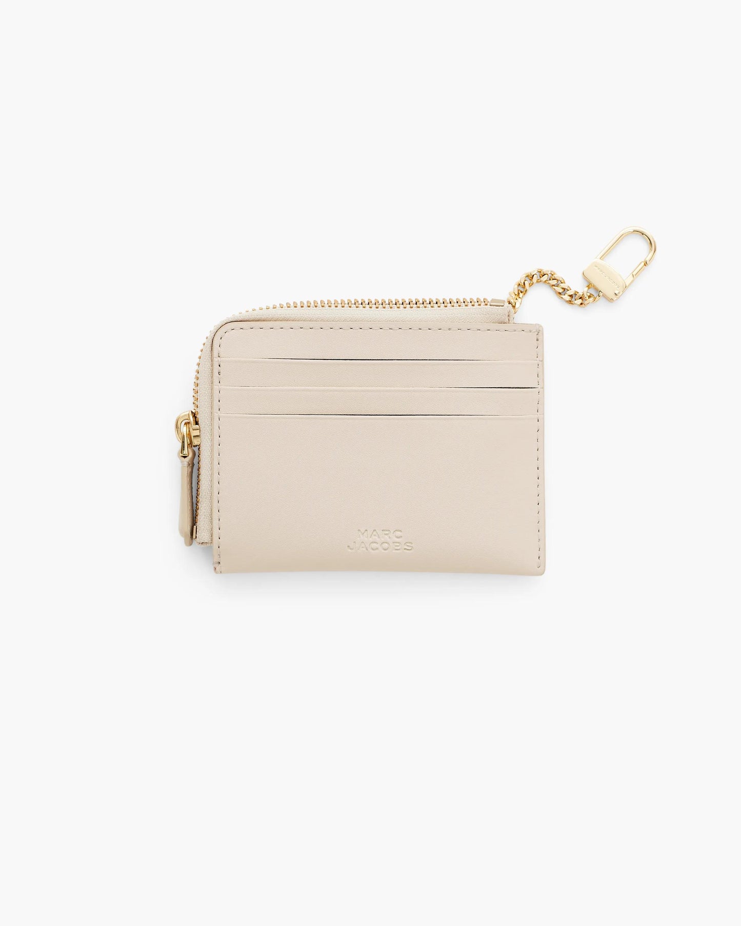 Carteira Marc Jacobs The Everyday Top Zip Wallet, Couro Legítimo Liso, cor Branco Nuvem, detalhe do material | Original Exports