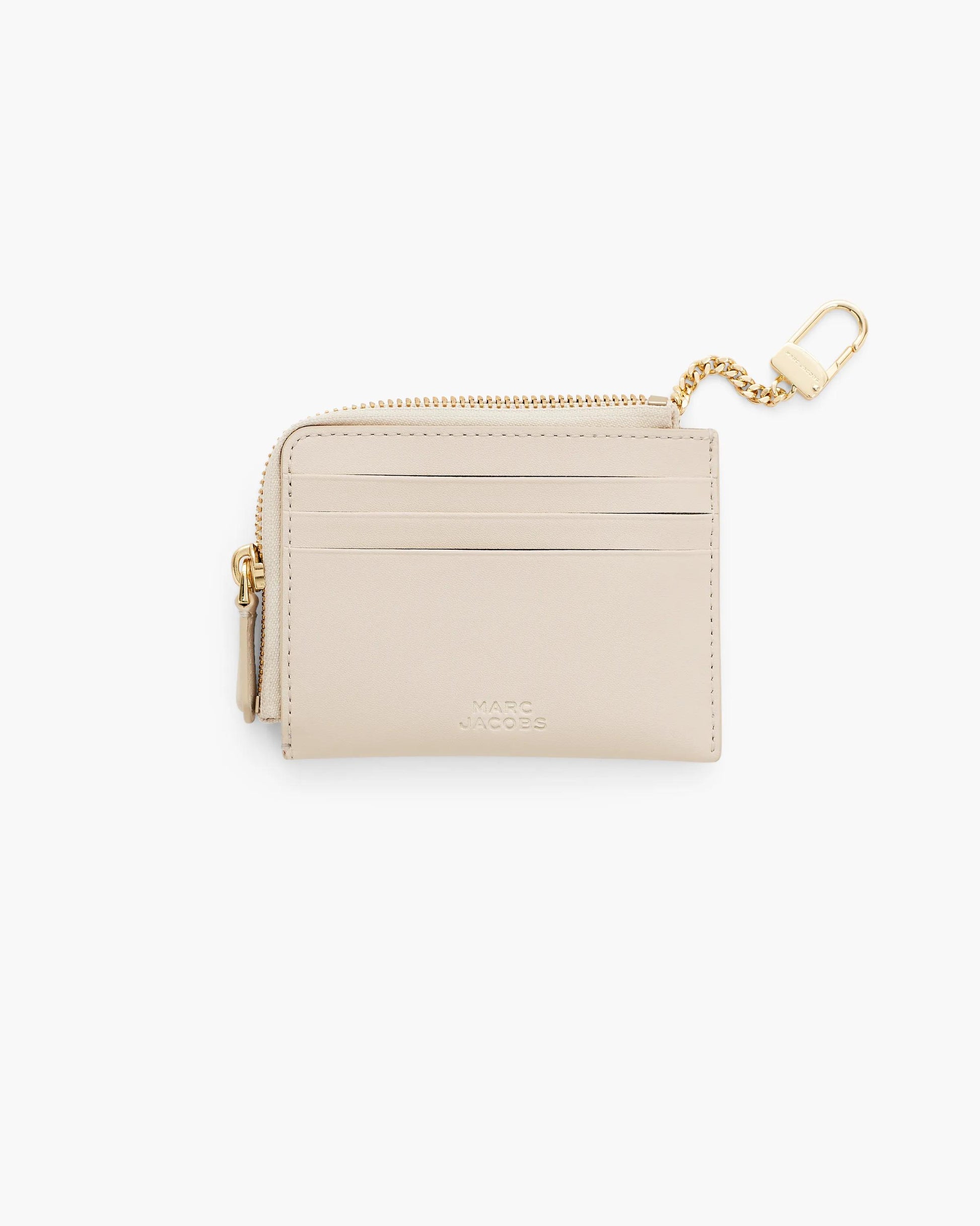 Carteira Marc Jacobs The Everyday Top Zip Wallet, Couro Legítimo Liso, cor Branco Nuvem, detalhe do material | Original Exports