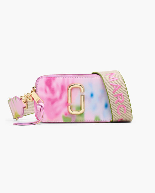 Bolsa Marc Jacobs The Blurred Floral Snapshot, Couro Saffiano Legítimo, cor Rosa Fita Multicolor, vista frontal | Original Exports