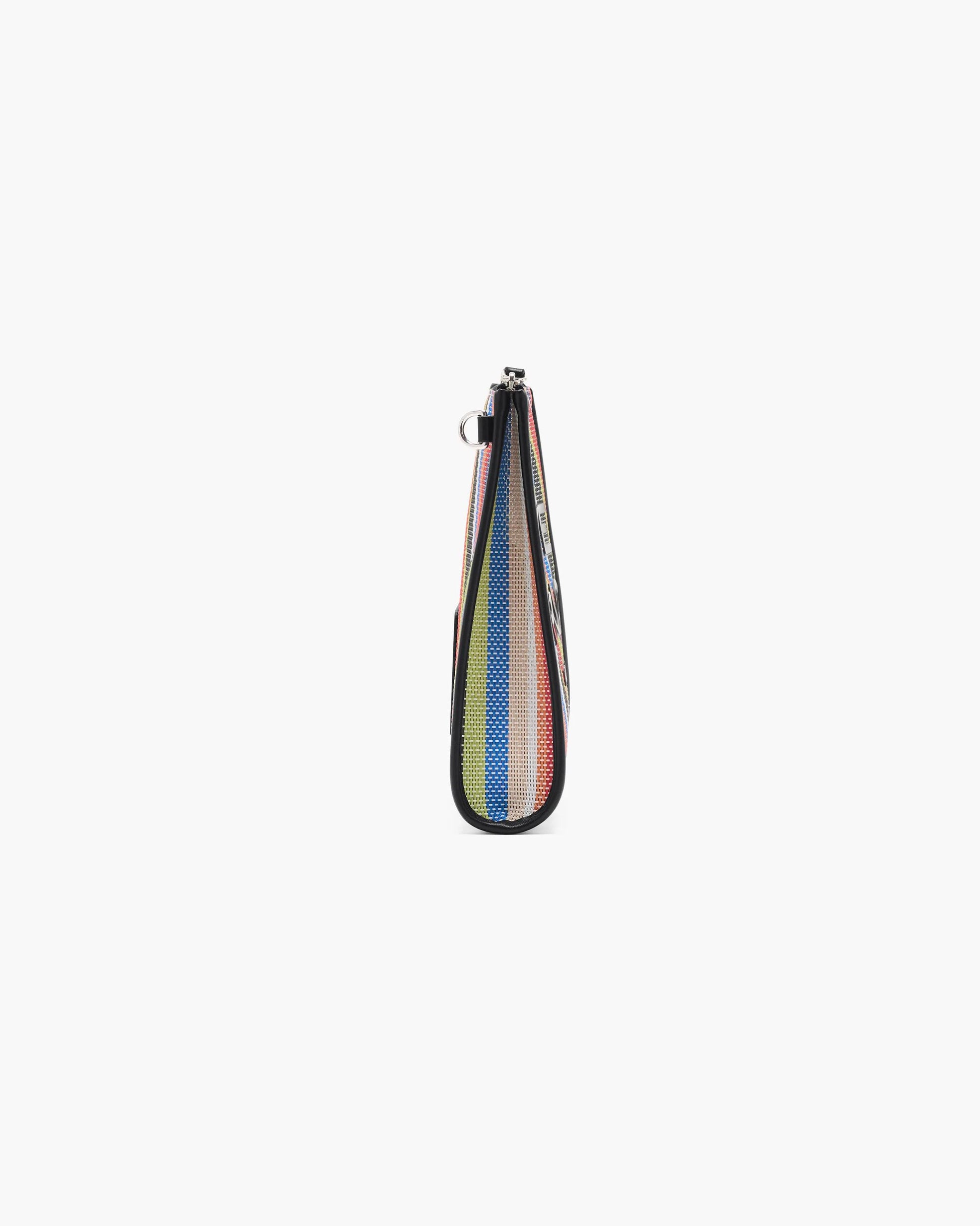 Pochete Marc Jacobs The Stripe Mesh Large Pouch, Mesh Listrado, cor Vermelho Multicolor, detalhe do material | Original Exports