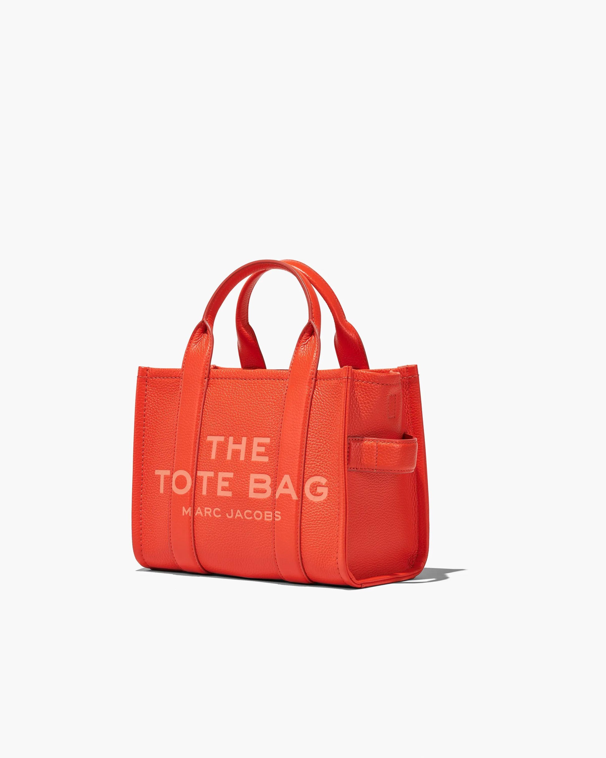 Bolsa Marc Jacobs The Leather Small Tote Bag, Couro Legítimo, cor Laranja Elétrico, detalhe do material | Original Exports