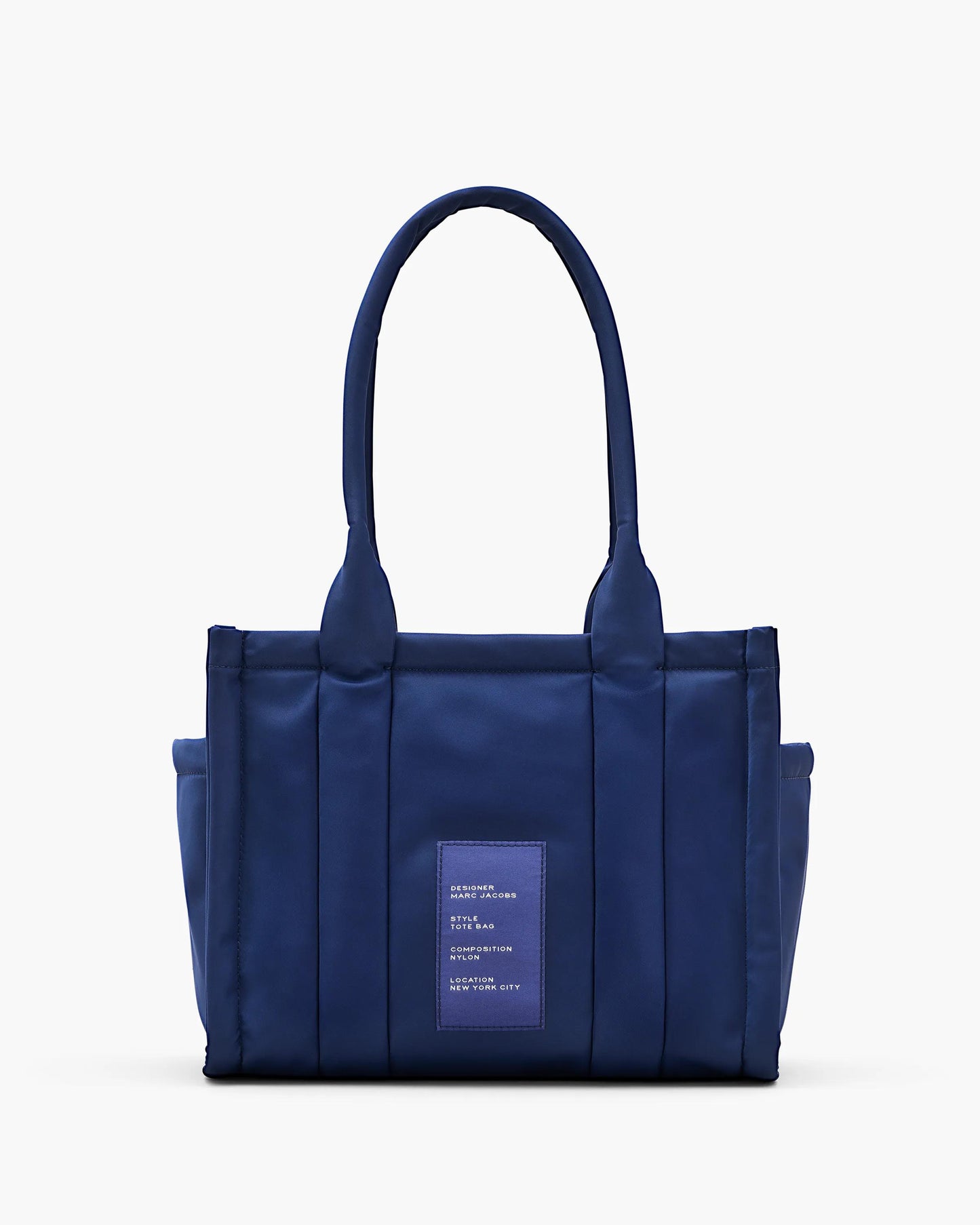 Bolsa Marc Jacobs The Puffy Nylon Medium Tote Bag, Nylon acolchoado, cor Azul Mar, detalhe do material | Original Exports