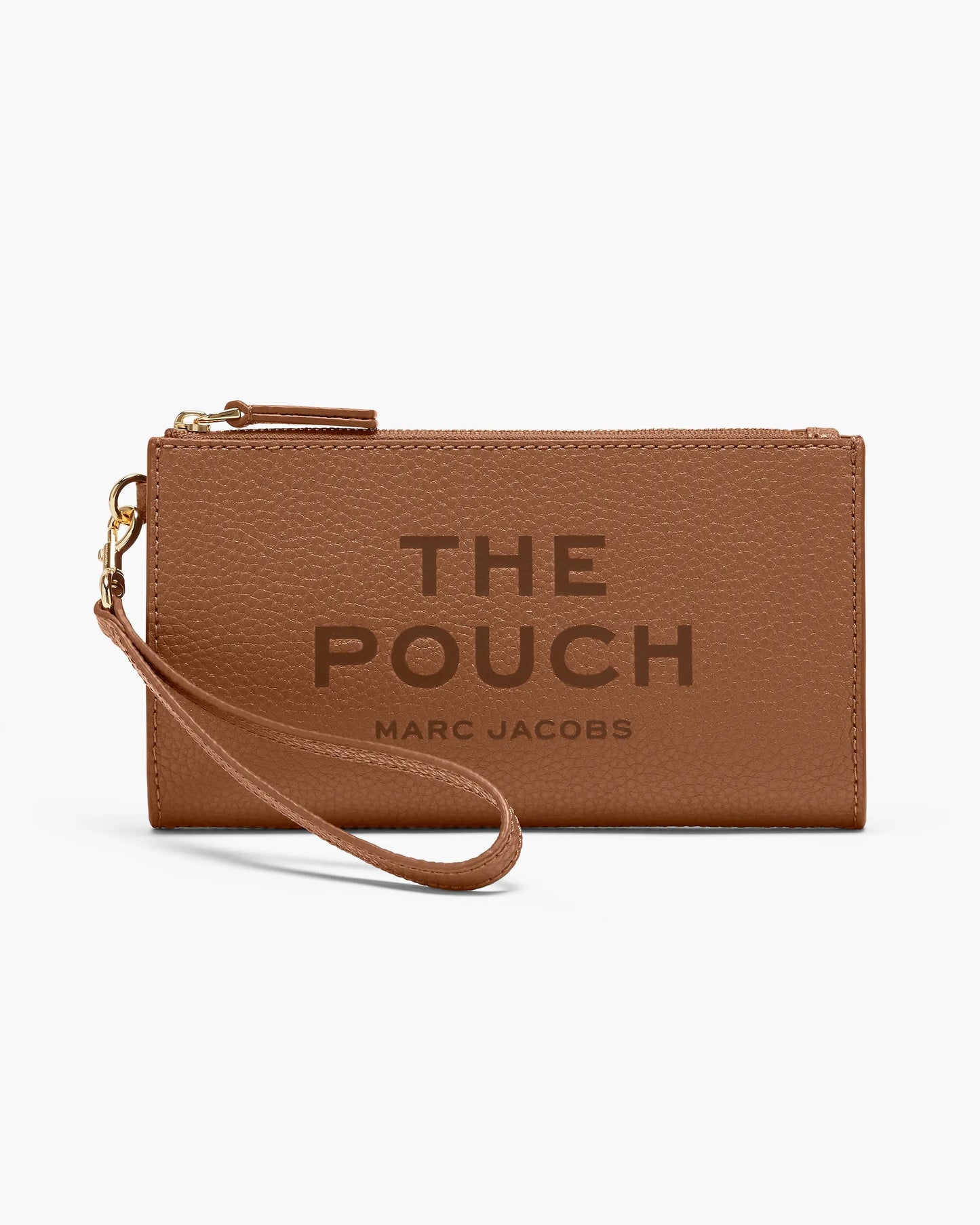Pochete Marc Jacobs The Leather Pouch, Couro Martelado, cor Óleo de Argan, vista frontal | Original Exports