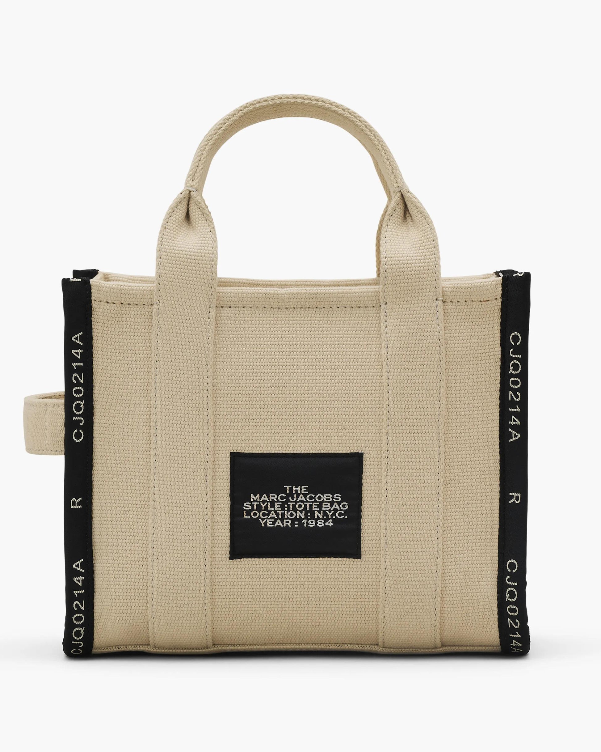 Bolsa Marc Jacobs The Jacquard Small Tote Bag, Jacquard Tecido de Luxo, cor Areia Quente, detalhe do material | Original Exports