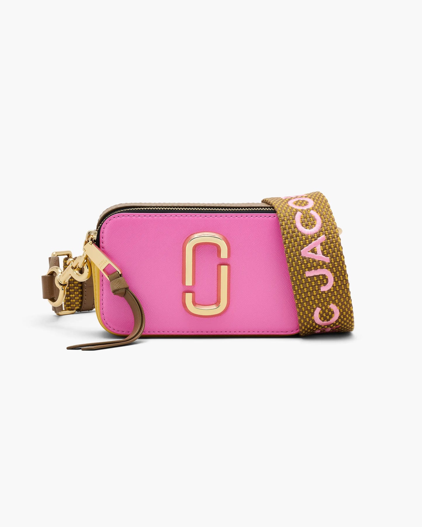 Bolsa Marc Jacobs The Snapshot Jacquard, Tecido Jacquard Estampado, cor Rosa Laço Multicolor, vista frontal | Original Exports