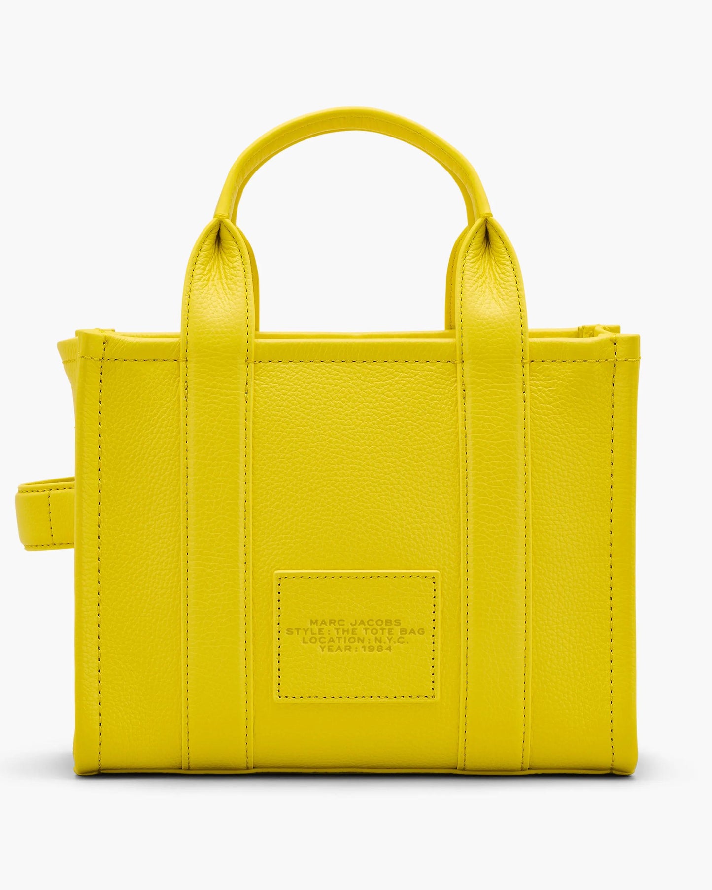 Bolsa Marc Jacobs The Leather Small Tote Bag, Couro Legítimo, cor Amarelo Margarida, detalhe do material | Original Exports