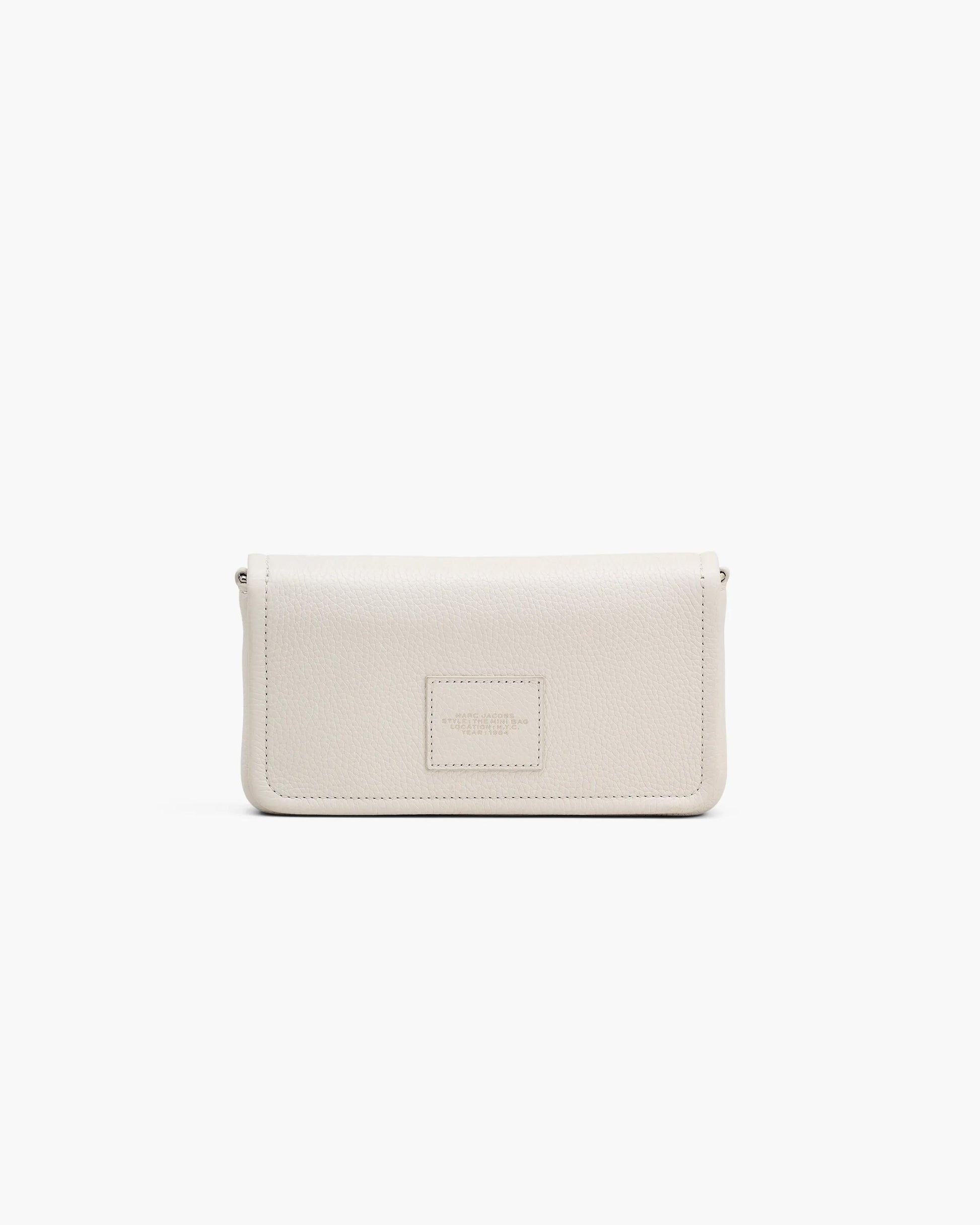Bolsa Marc Jacobs The Leather Mini Bag, Couro Legítimo, cor Branco Algodão, detalhe do material | Original Exports