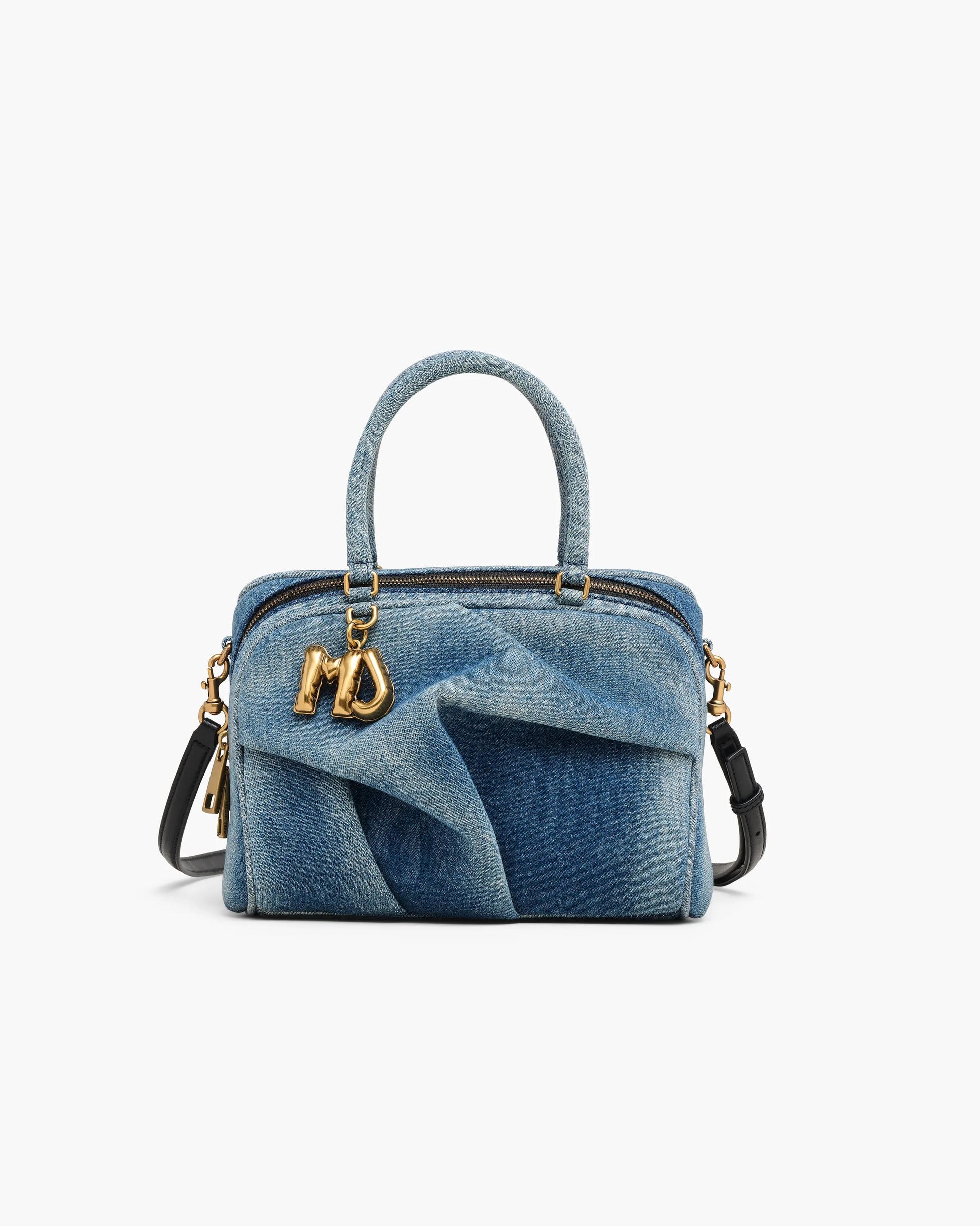 Bolsa Marc Jacobs The Denim Small Wave, Jeans, cor Jeans Médio (Indigo), vista frontal | Original Exports