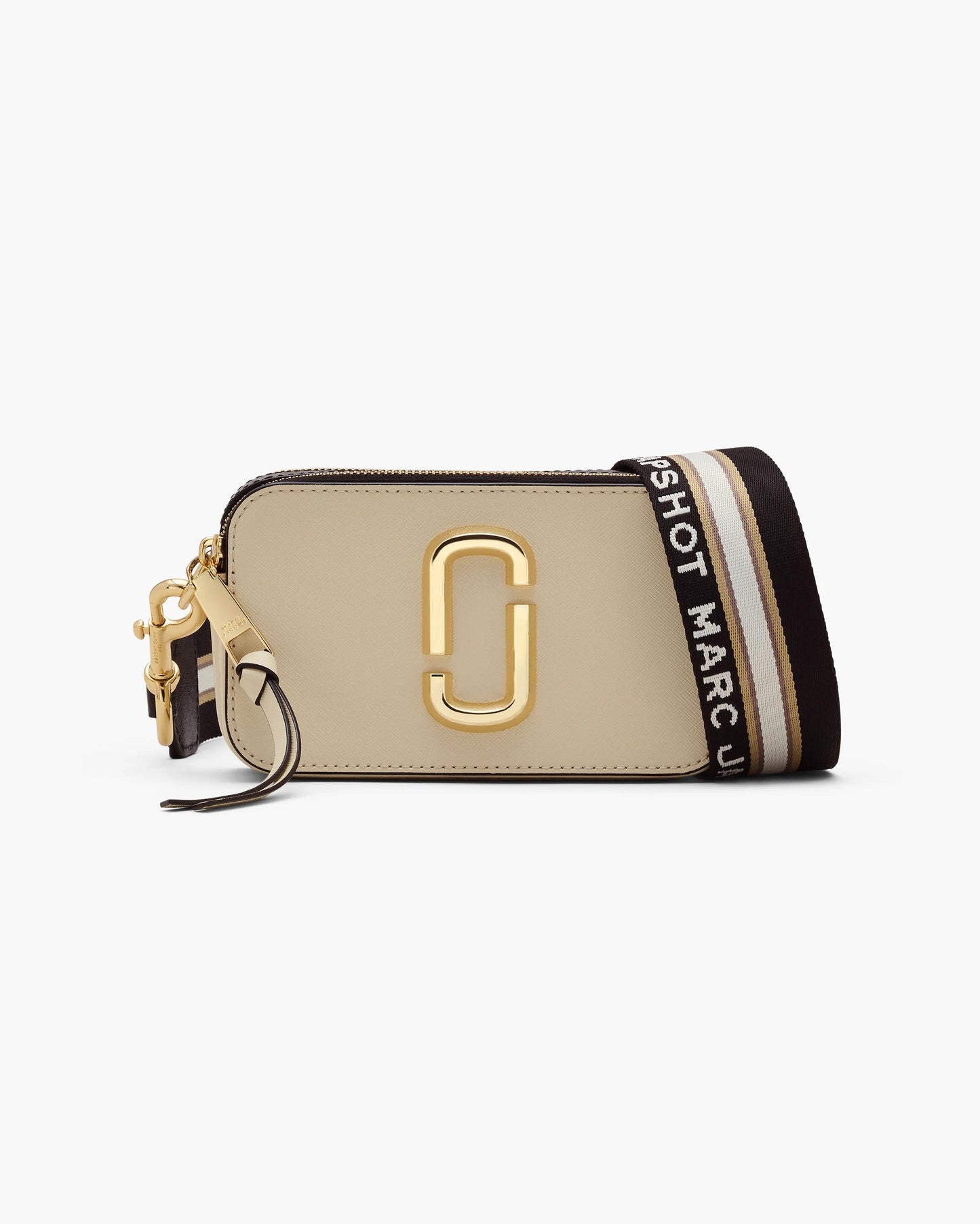 Bolsa Marc Jacobs The Snapshot Mini, Couro Saffiano Legítimo, cor Branco Nuvem Multicolor, vista frontal | Original Exports