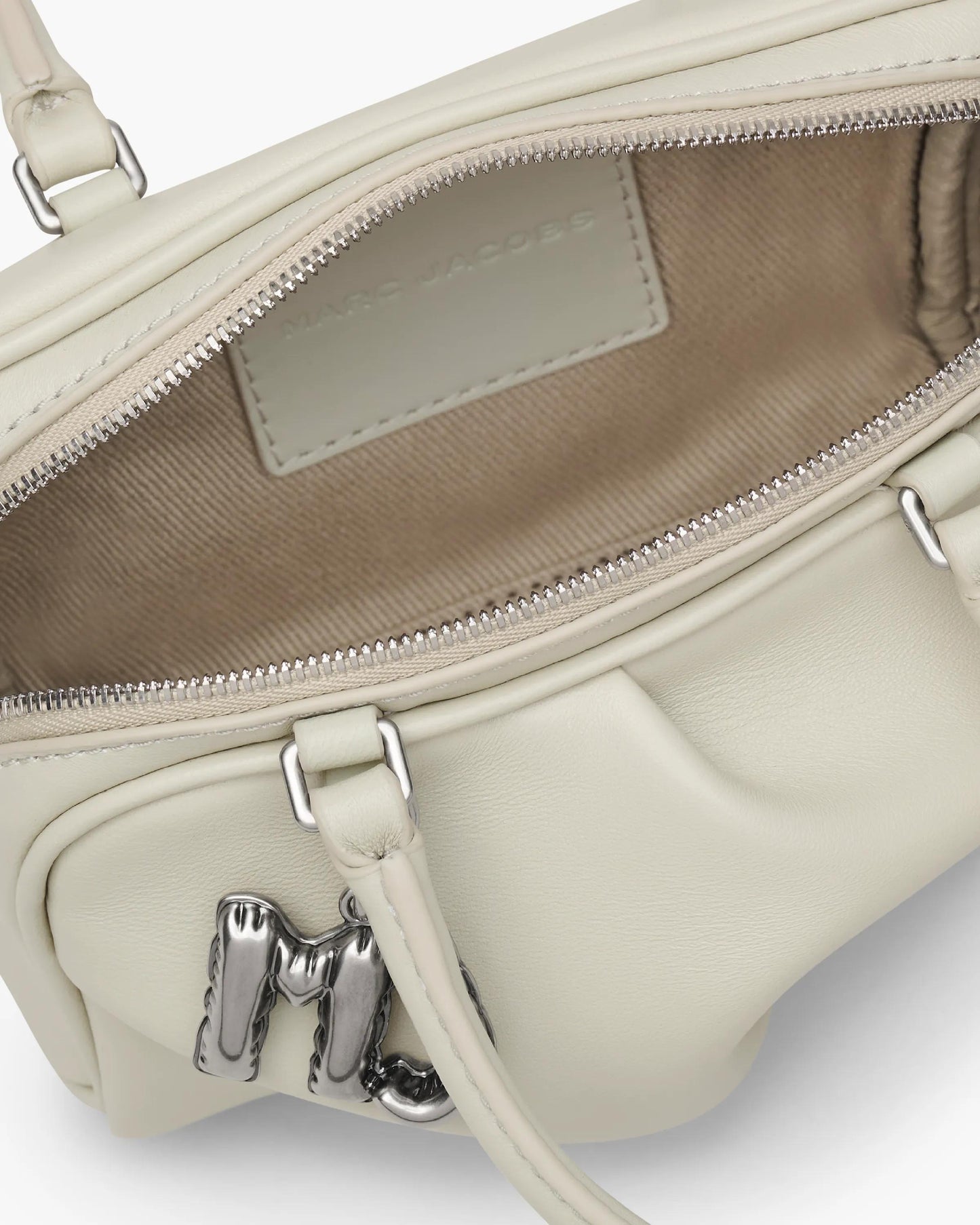 Bolsa Marc Jacobs The Mini Wave, Couro de Carneiro, cor Marfim, vista interna | Original Exports