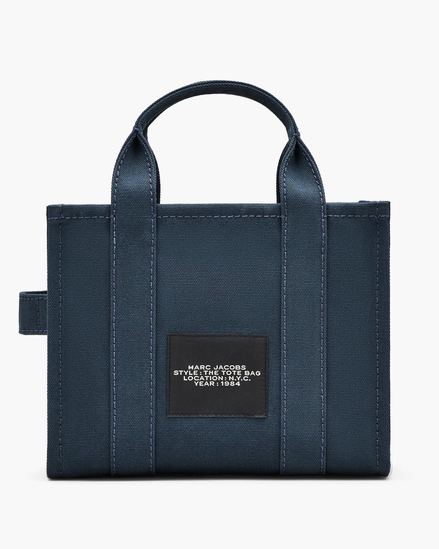 Bolsa Marc Jacobs The Canvas Small Tote Bag, Lona de Algodão, cor Azul Mar, detalhe do material | Original Exports