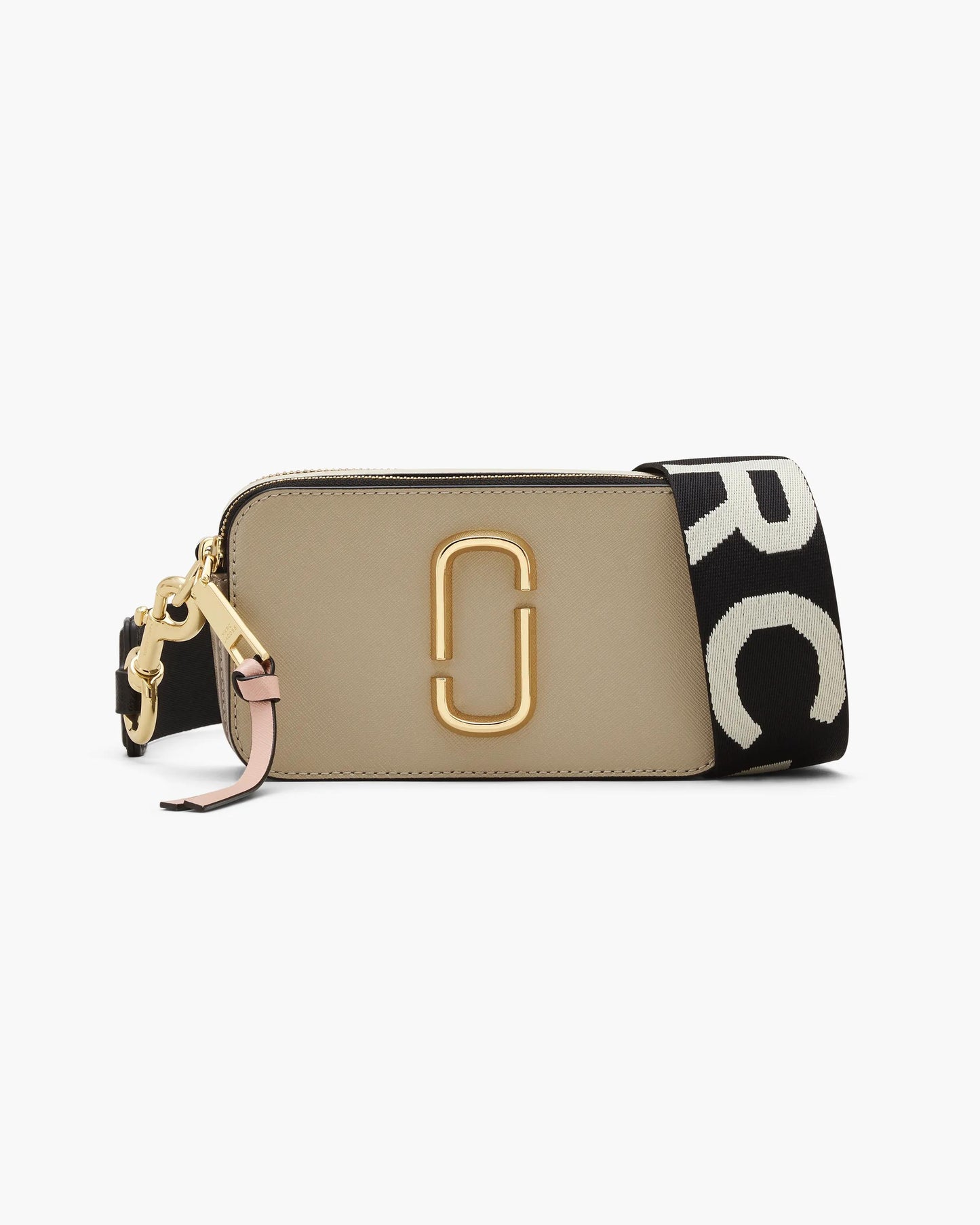 Bolsa Marc Jacobs The Snapshot Jacquard, Tecido Jacquard Estampado, cor Cáqui Multicolor, vista frontal | Original Exports